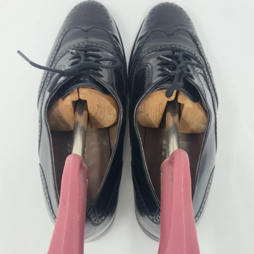 Bally of Switzerland Men's Wingtip Oxfords Size 7 D Black Leather Brogue Vintage